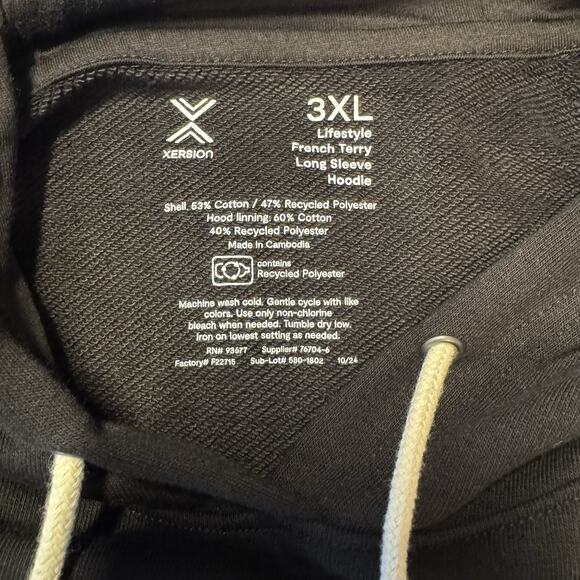 Xersion 3XL Big & Tall French Terry Hoodie Black Depth Soft Touch NWT Streetwear - Picture 11 of 15
